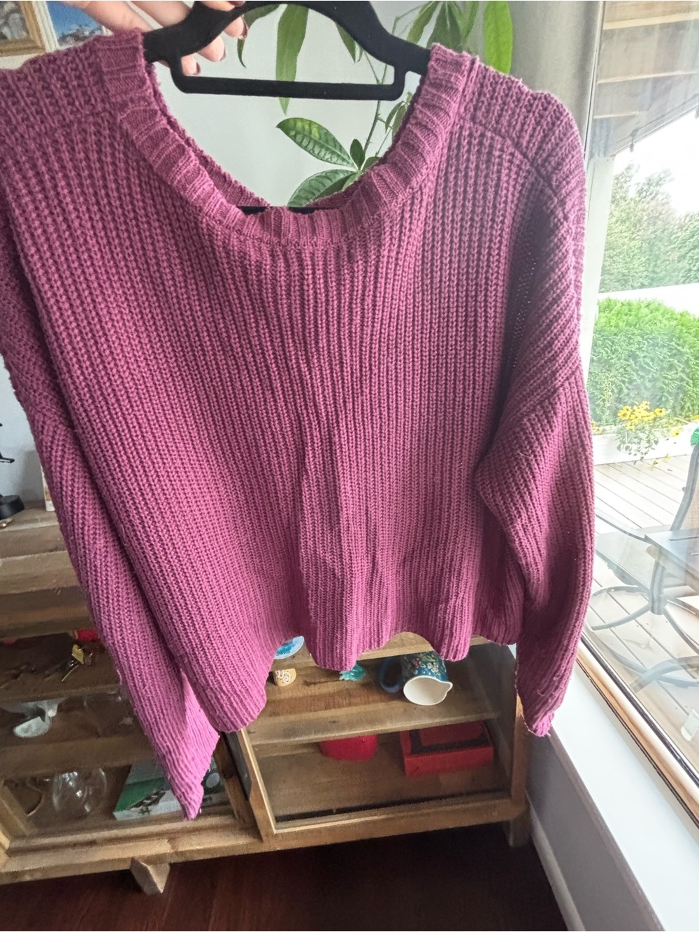 Women's Oversized Knit Sweater - Raspberry Pink